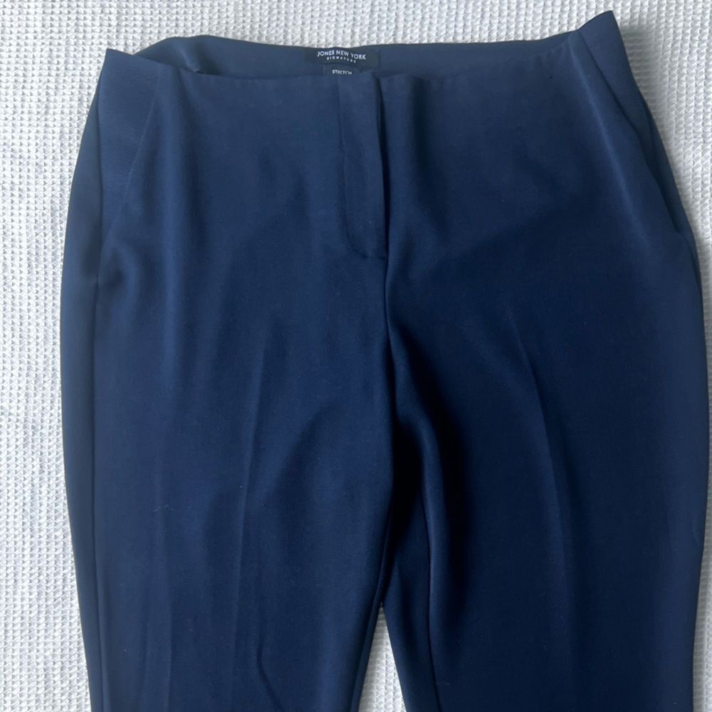 Jones New York Women's Navy Blue Business Casual Side Elastic Waistband Pants 12 - Picture 5 of 11